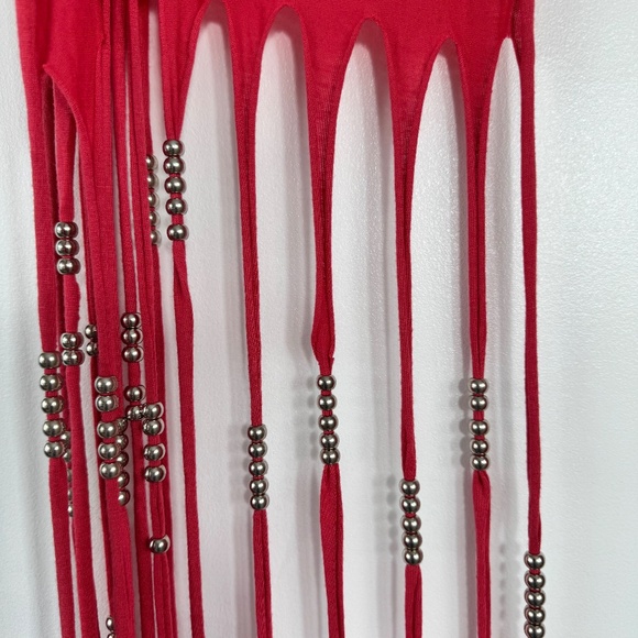 Fringe Beaded Jersey Wrap Retro Boho Hippie Music Festival 80s 90s Glam Rock - Picture 4 of 9